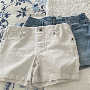 Women’s White Casual Cotton and Blue Denim Shorts - Time and Tru